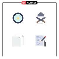 Set of 4 Commercial Flat Icons pack for badge copy shop viking duplicate Editable Vector Design Elements