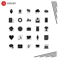 Set of 25 Vector Solid Glyphs on Grid for find link bloons computing cloud Editable Vector Design Elements