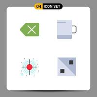 Editable Vector Line Pack of 4 Simple Flat Icons of backspace cross cup arrow line Editable Vector Design Elements