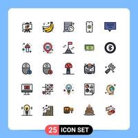 Set of 25 Modern UI Icons Symbols Signs for arrow chat plate bubble shopping Editable Vector Design Elements