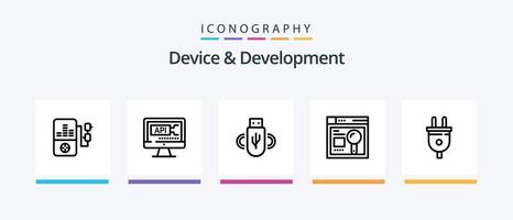 Device And Development Line 5 Icon Pack Including text. hardware. browser. cell . device. Creative Icons Design vector