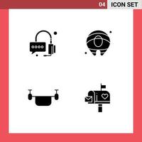 4 User Interface Solid Glyph Pack of modern Signs and Symbols of help transportation summer air mail box Editable Vector Design Elements