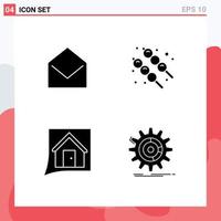 Group of 4 Solid Glyphs Signs and Symbols for business conversation open summer home Editable Vector Design Elements