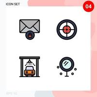 Set of 4 Modern UI Icons Symbols Signs for mail service army soldier cosmetics Editable Vector Design Elements