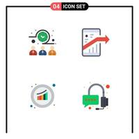 4 concepto de icono plano para sitios web móviles y aplicaciones que se encuentran con trabajadores gráficos marketing marketing elementos de diseño vectorial editables vector