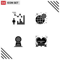 4 Universal Solid Glyphs Set for Web and Mobile Applications chart camera management global security Editable Vector Design Elements