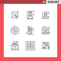 Modern Set of 9 Outlines and symbols such as juice beach assistant food cap Editable Vector Design Elements