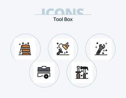 paquete de iconos llenos de línea de herramientas 5 diseño de iconos. industria. herramienta. cepillar. pegador. construcción vector