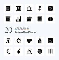 20 Finance Solid Glyph icon Pack like finance currency finance graph tag vector