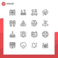 Pictogram Set of 16 Simple Outlines of barrier computing box cloud arrow Editable Vector Design Elements