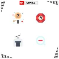 Group of 4 Modern Flat Icons Set for news traveling mirror chinese search Editable Vector Design Elements