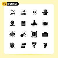 conjunto de 16 iconos de interfaz de usuario modernos signos de símbolos para compras mapa flecha pin pot elementos de diseño vectorial editables vector