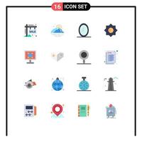 Group of 16 Flat Colors Signs and Symbols for design crop sun ui basic Editable Pack of Creative Vector Design Elements