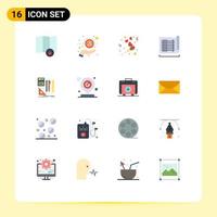 Mobile Interface Flat Color Set of 16 Pictograms of calculator stationary love map drafting Editable Pack of Creative Vector Design Elements