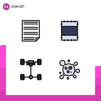 Set of 4 Vector Filledline Flat Colors on Grid for data chassis page maximize atom Editable Vector Design Elements