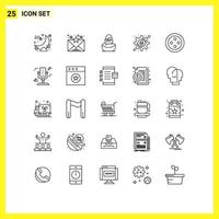 Pictogram Set of 25 Simple Lines of stud setting boiled security cyber crime Editable Vector Design Elements