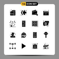 Pack of 16 Modern Solid Glyphs Signs and Symbols for Web Print Media such as halloween trident eve e play movie Editable Vector Design Elements