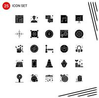 25 Solid Glyph concept for Websites Mobile and Apps office lecture bubble file audio Editable Vector Design Elements