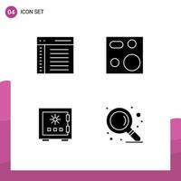 Group of 4 Modern Solid Glyphs Set for app products interface devices box Editable Vector Design Elements