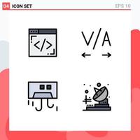 4 User Interface Filledline Flat Color Pack of modern Signs and Symbols of coding hardware kerning condition telecommunication Editable Vector Design Elements