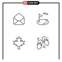 4 Universal Filledline Flat Colors Set for Web and Mobile Applications mail leaf flag ball footwear Editable Vector Design Elements