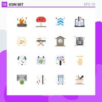 16 User Interface Flat Color Pack of modern Signs and Symbols of payment financial spring cash direction Editable Pack of Creative Vector Design Elements