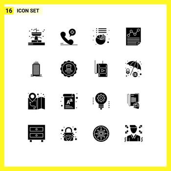16 Solid Glyph concept for Websites Mobile and Apps office report chart page document Editable Vector Design Elements