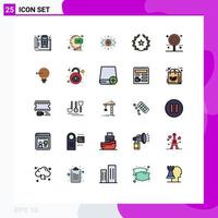 Group of 25 Filled line Flat Colors Signs and Symbols for films feature knowledge cinema secret society Editable Vector Design Elements