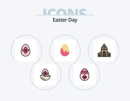 Easter Line Filled Icon Pack 5 Icon Design. easter. candle. easter. cross. house vector