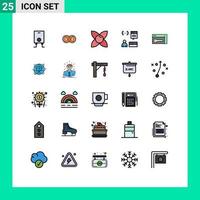 Pictogram Set of 25 Simple Filled line Flat Colors of browser development bloom develop app Editable Vector Design Elements