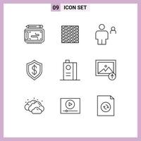 User Interface Pack of 9 Basic Outlines of cashless person stripes pair body Editable Vector Design Elements