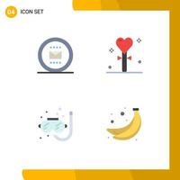 Set of 4 Modern UI Icons Symbols Signs for envelope stick secretary event scuba Editable Vector Design Elements