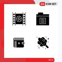 Mobile Interface Solid Glyph Set of Pictograms of film dollar multimedia folder payment Editable Vector Design Elements