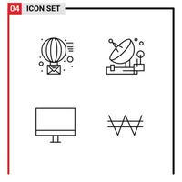 Pack of 4 Modern Filledline Flat Colors Signs and Symbols for Web Print Media such as email computers send parabolic gadget Editable Vector Design Elements