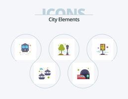 diseño de iconos del paquete de iconos planos de elementos de la ciudad 5. alfiler. destino. tren. ciudad. paisaje urbano vector