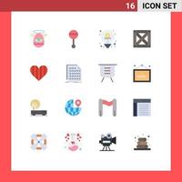 Group of 16 Modern Flat Colors Set for heart packaging sound logistic funding Editable Pack of Creative Vector Design Elements