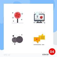 conjunto moderno de 4 iconos planos pictograma de desarrollo de negocios de frutas dulces solución de negocios elementos de diseño de vectores editables de chat