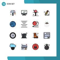 Universal Icon Symbols Group of 16 Modern Flat Color Filled Lines of draw painting cooking darwing meal Editable Creative Vector Design Elements