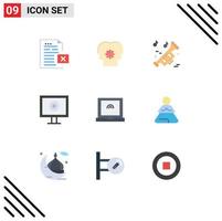 Set of 9 Modern UI Icons Symbols Signs for touch webcam setting stream university Editable Vector Design Elements