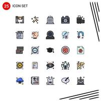 Universal Icon Symbols Group of 25 Modern Filled line Flat Colors of photography media washing camera property Editable Vector Design Elements