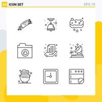 Group of 9 Modern Outlines Set for share code clean network cloud Editable Vector Design Elements