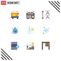 conjunto de 9 iconos de interfaz de usuario modernos símbolos signos para el próximo termómetro temperatura de caída agua elementos de diseño vectorial editables vector