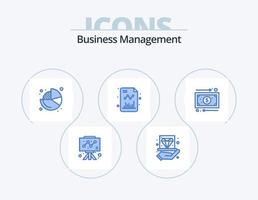 diseño de iconos del paquete de iconos azules de gestión empresarial 5. negocio. crecer. mermelada. cuadro. tarta vector