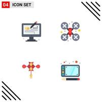 4 iconos planos universales establecidos para aplicaciones web y móviles china creativa que diseñan elementos de diseño vectorial editables para decoración de cámara de drones vector