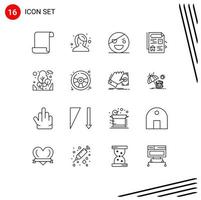 User Interface Pack of 16 Basic Outlines of camping plant horror real document Editable Vector Design Elements