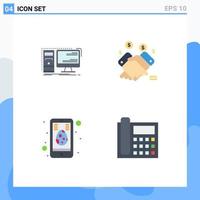 4 Universal Flat Icons Set for Web and Mobile Applications computer selling workstation marketing easter Editable Vector Design Elements