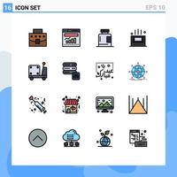 Modern Set of 16 Flat Color Filled Lines and symbols such as logistic room bottle mat health Editable Creative Vector Design Elements