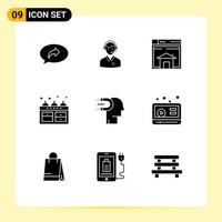 Stock Vector Icon Pack of 9 Line Signs and Symbols for cooker page man layout sell Editable Vector Design Elements