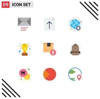 9 User Interface Flat Color Pack of modern Signs and Symbols of delivery arrow up world star cup Editable Vector Design Elements