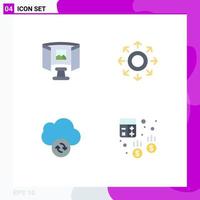 Group of 4 Flat Icons Signs and Symbols for future data technology circle account Editable Vector Design Elements